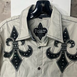 Light grey Roar button up dress shirt.